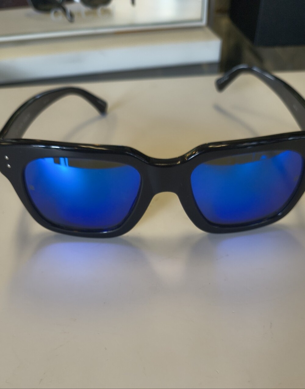 "Linda Farrow" Blue 💙 Mirror Lens Sunglasses with Black Frame authentic. New